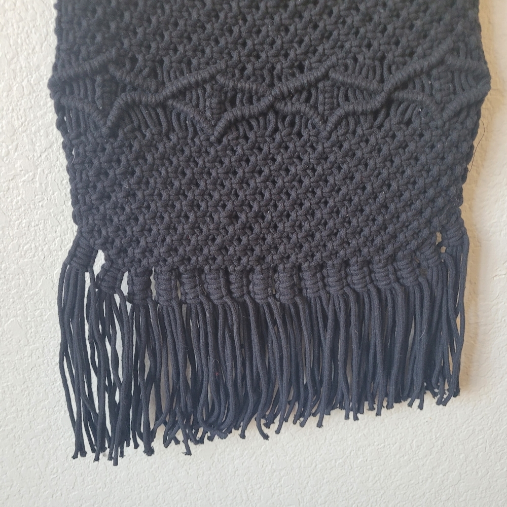 Danielle Nicole Black Macrame Fringe Boho Crossbo… - image 5